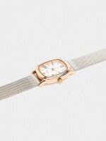 Reloj De Malla Metálica De Acero Inoxidable bicolor