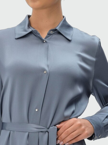 Herno - Vestido Camisero efecto satinado Celeste