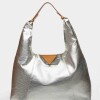 Bolso The Shopping en cuero graneado metalizado Plata