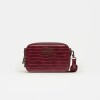 Bandolera New Penny en efecto cuero croco Bordeaux