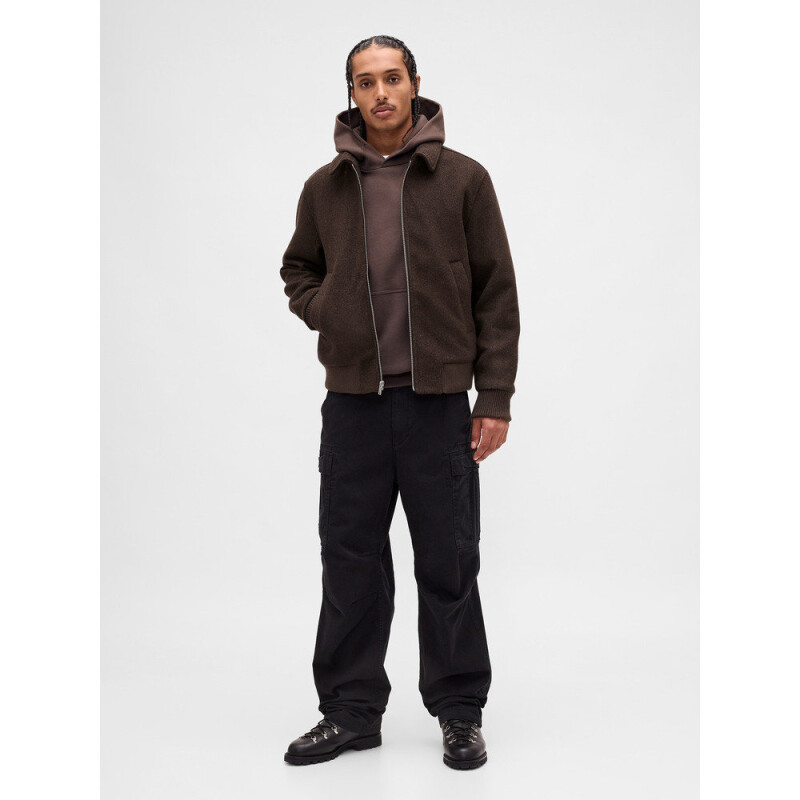 WOOL BOMBER BROWN HEATHER