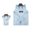 Toalla Infantil con Capucha 76x76cm Elefante Celeste