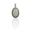 Dije Colgante Oval-Plata 925 Quemada-Piedra Luna-CP4266 conpiedra