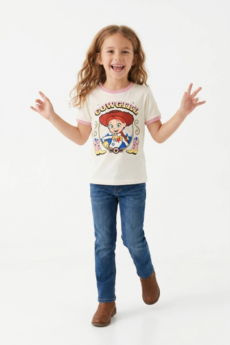 Remera m/c niña con vivos TOY STORY CRUDO