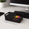 Canasto Cesto Organizador Calado 26x12x9cm Negro NEGRO