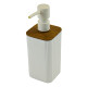 Dispensador de jabon mina c/madera cuadrado rayas BLANCO