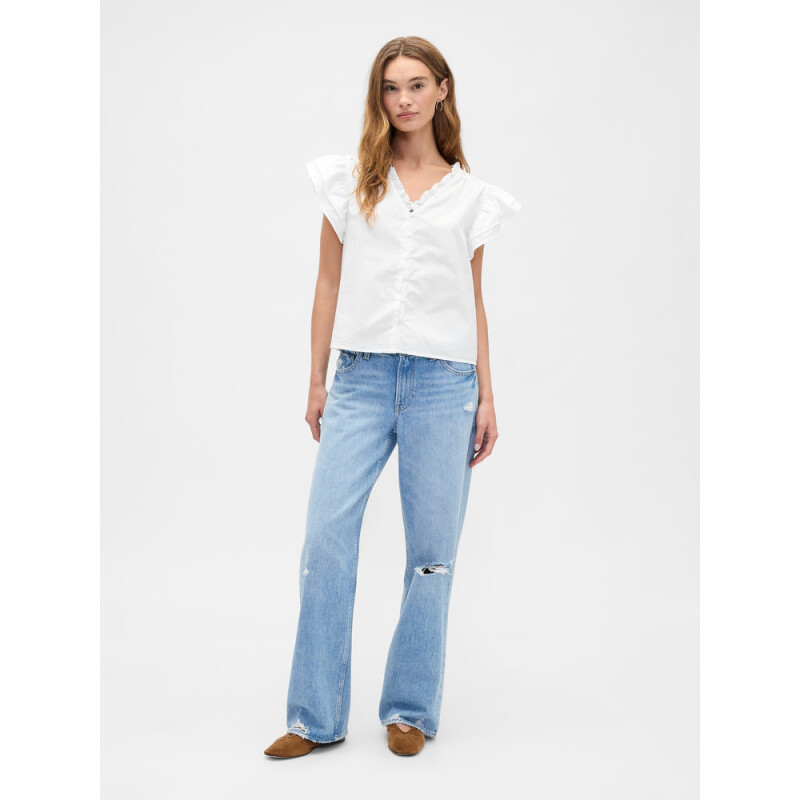 V-FLUTTER SLV EYELET YOKE TOP NEW OFF WHITE OPT1