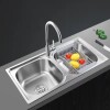 Pileta doble cocina acero inox. 201 Con Valvulas 78x43x21 cm Pileta Doble Cocina Acero Inox. 201 Con Valvulas 78x43x21 Cm