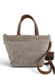 Cartera balde chica en cuero y gamuza Beige