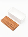 CESTA PLÁSTICA YUTE CON TAPA MADERA BLANCO