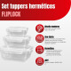 Set x3 Pote hermético 400/800/1,400 ml TRANSPARENTE