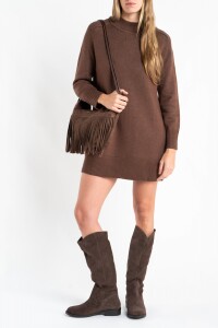Vestido Polera Tejido Chocolate