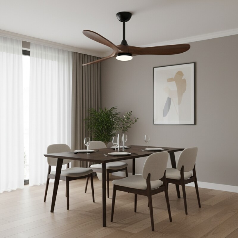 VENTILADOR DE TECHO EN MADERA 22W CON CONTROL REMOTO LOWA Luminaria LED y Ventilador de Techo con Control Remoto Lowa Dark Wooden