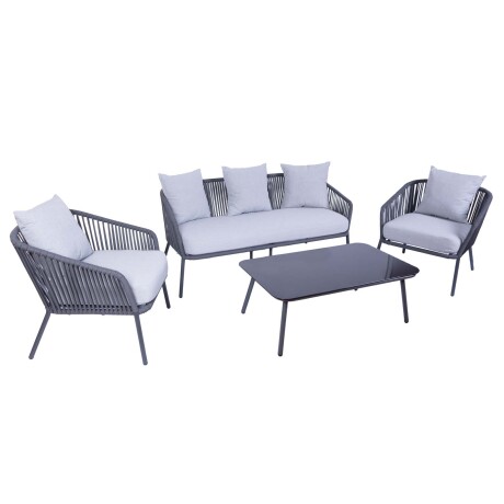 BAYAHIBE (1+2+1) ALUMINIO GRIS SET DE LIVING