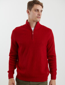 470587 SWEATER PUNTO MEDIO CIERRE HARRY Rojo