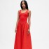 SL MIXED MEDIA DROPWAIST MAXI DRESS RED