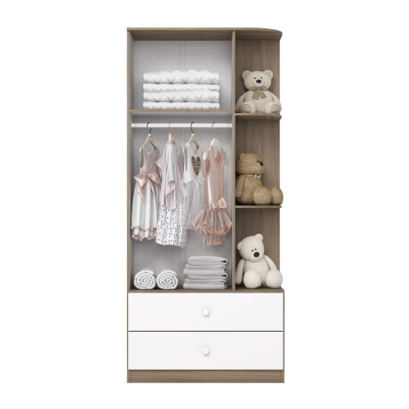 ROPERO 2 PUERTAS 2 CAJONES GUARDARROPA ARMARIO PLACARD CLOSET INFANTIL MARRON