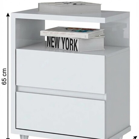 MESA DE LUZ O NOCHE CON ESPACIO Y DOS CAJONES BLANCO