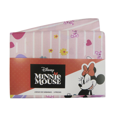 Juego Sábanas Infantil Minnie Niña 1 Plaza 100% Microfibra U
