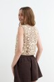 Chaleco crochet calado floral BEIGE