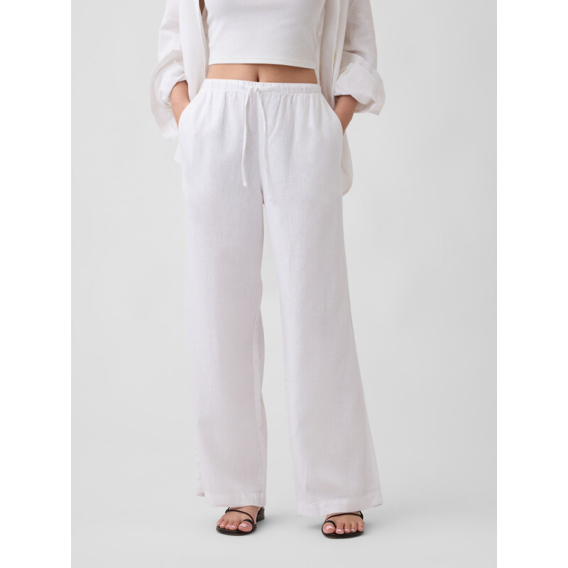 V-LINEN PO WIDE LEG OPTIC WHITE