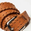 Cinturón The Braided en cuero natural satinado Marron