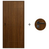 Puerta Desarmada Interior en MDF con Marco y Cerradura Lumax Marrón Oscuro Diseño Ankara Herraje Negro
