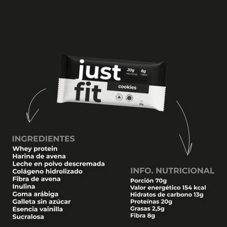 Barritas Premium 20g Proteína + Colágeno JustFit Cookies