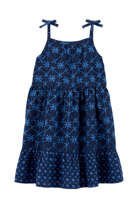 Vestido solera de lino escalonada Sin color