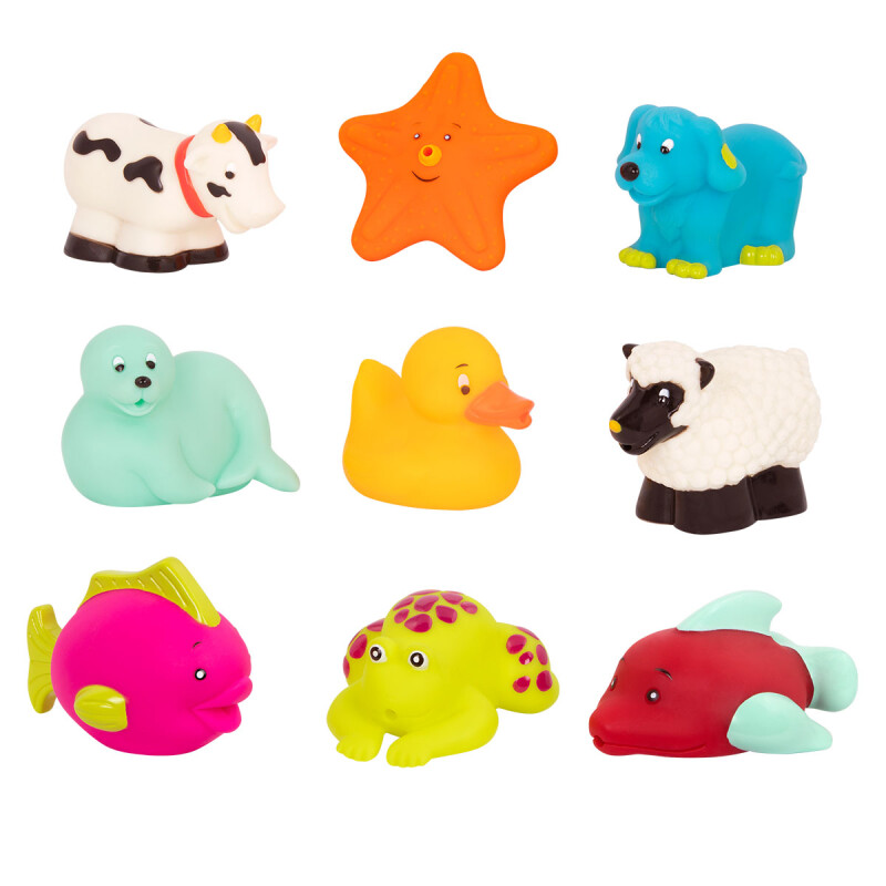 Juguetes de agua con forma de animales vaca, estrella de mar y más. B. toys Juguetes de agua con forma de animales vaca, estrella de mar y más. B. toys