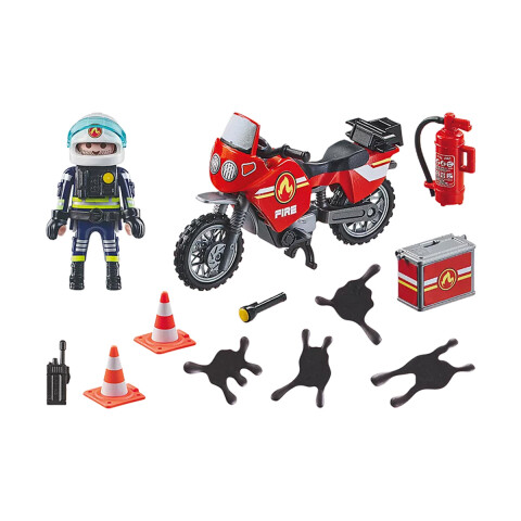 Bombero Rescatista en Moto Playmobil 21 Piezas U