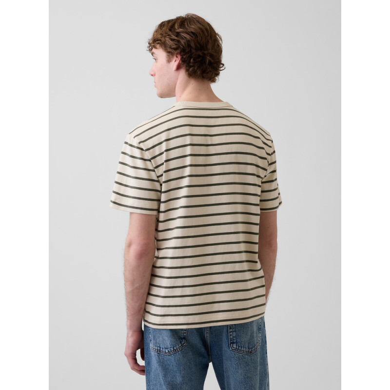 SS HVY ORIGINAL T GREEN STRIPE