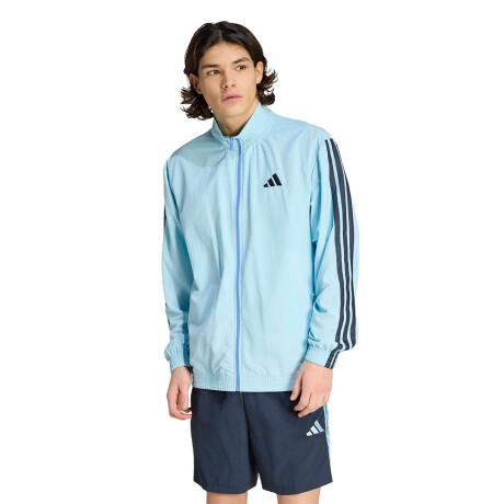 Campera de Hombre Adidas M 3S Wv Tt Zip Celeste - Azul