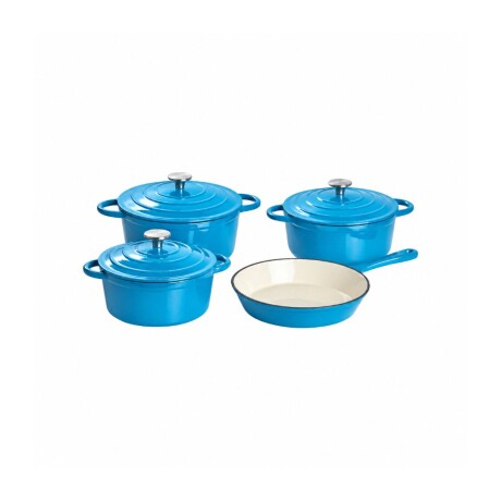 SET DE OLLAS DE HIERRO FUNDIDO FIRE KING 7 PCS AZUL SET DE OLLAS DE HIERRO FUNDIDO FIRE KING 7 PCS AZUL