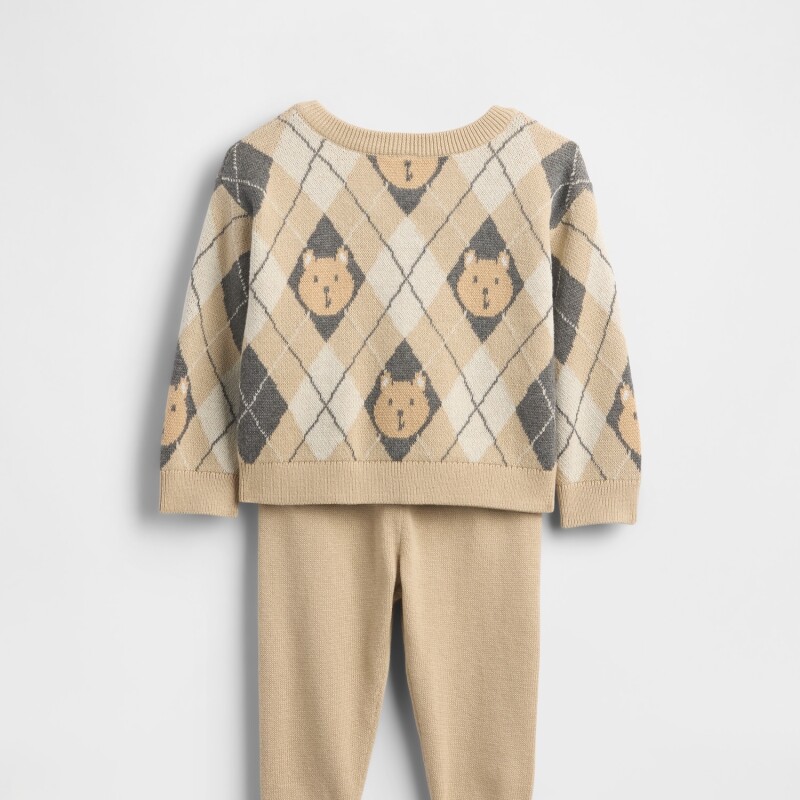 B PLAID CARDI SWT PANT SET WICKER
