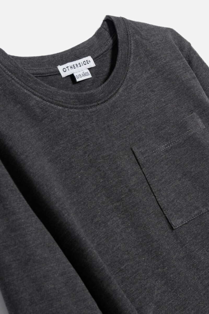 Remera básica manga larga GRIS OSCURO