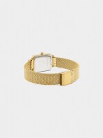 Reloj Cuadrado Malla Metálica De Acero dorado