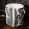 Canasto cesto para ropa sucia tela rayas gruesas negro