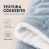Frazada Manta Polar Con Corderito Acolchado 1 Plazas 200x150 Celeste