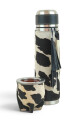 Set termo y mate en cuero Animal Print Negro
