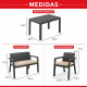 Juego Prestij de jardín 3 sillones con almohadones + Mesa 39x59 GRIS