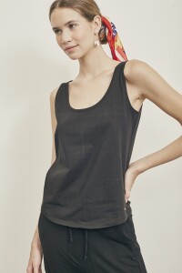 Musculosa Algodón Peinado Negro