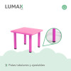 Mesa Cuadrada de Plástico y Metal para Niños 60x60cm Fucsia