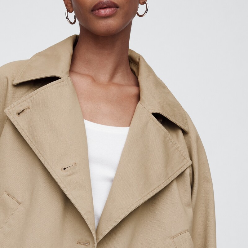 V-CROPPED MODERN TRENCH CARGO KHAKI