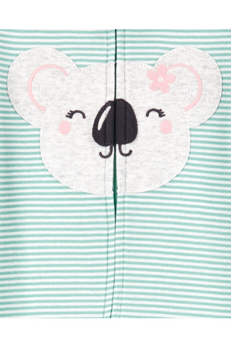 Pijama una pieza de algodón con pie estampa koala Sin color