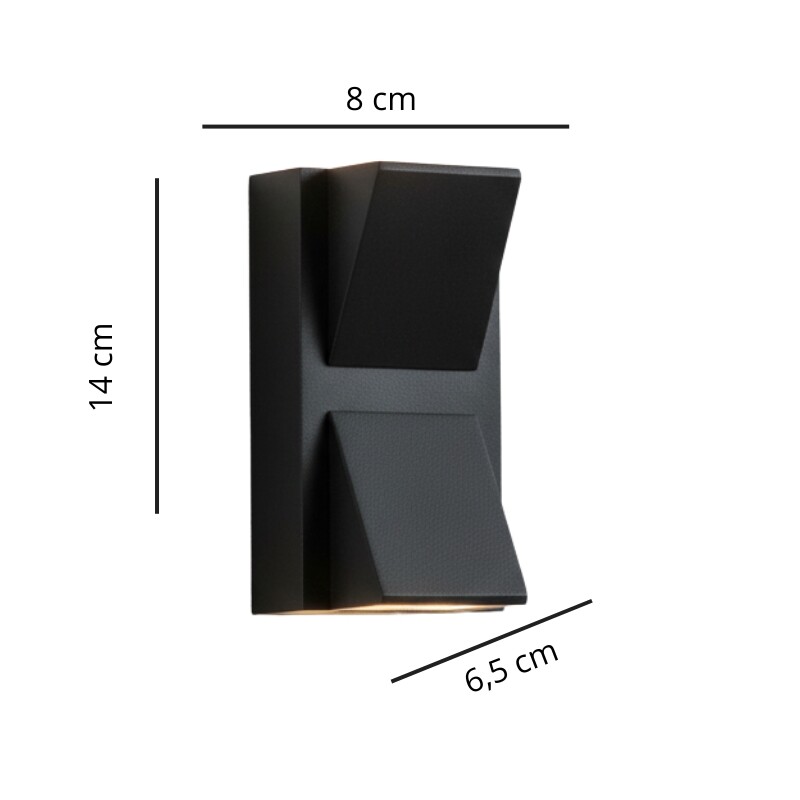 ARTEFACTO EXTERIOR VADENA PARA ADOSAR EN PARED BIDIRECCIONAL 6W Artefacto De Exterior Para Pared Bidireccional LED 6W Negro