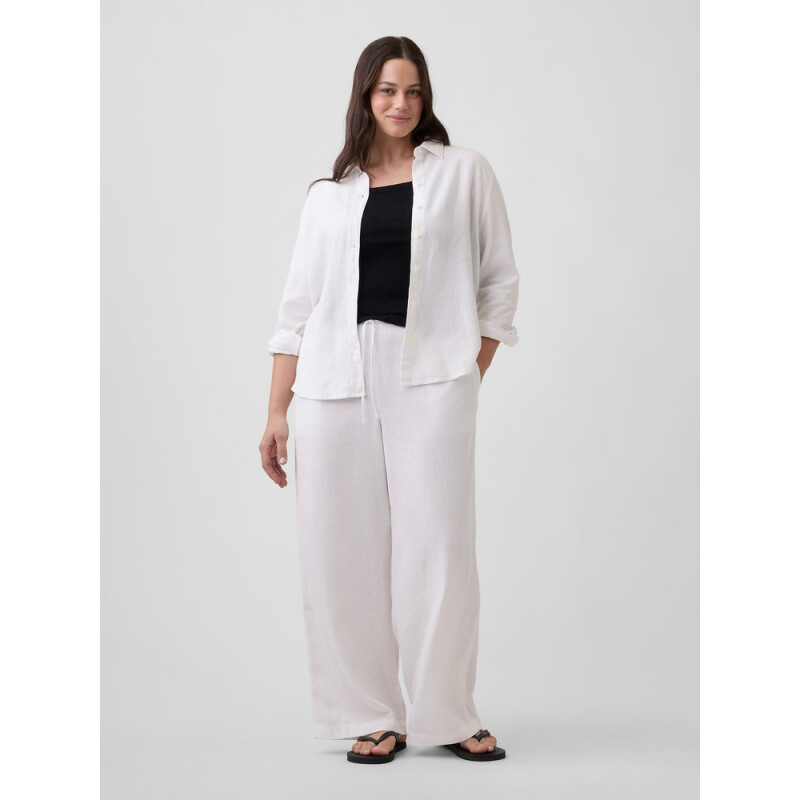V-LINEN PO WIDE LEG OPTIC WHITE