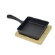 Mini sartén hierro fundido 13x13 cm con base bambú NEGRO