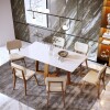 Mesa de Comedor Rectangular 1.6 Vidrio Blanco/Natural - Wood Mesa de Comedor Rectangular 1.6 Vidrio Blanco/Natural - Wood