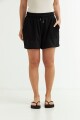 Short tipo gabardina con elastico NEGRO
